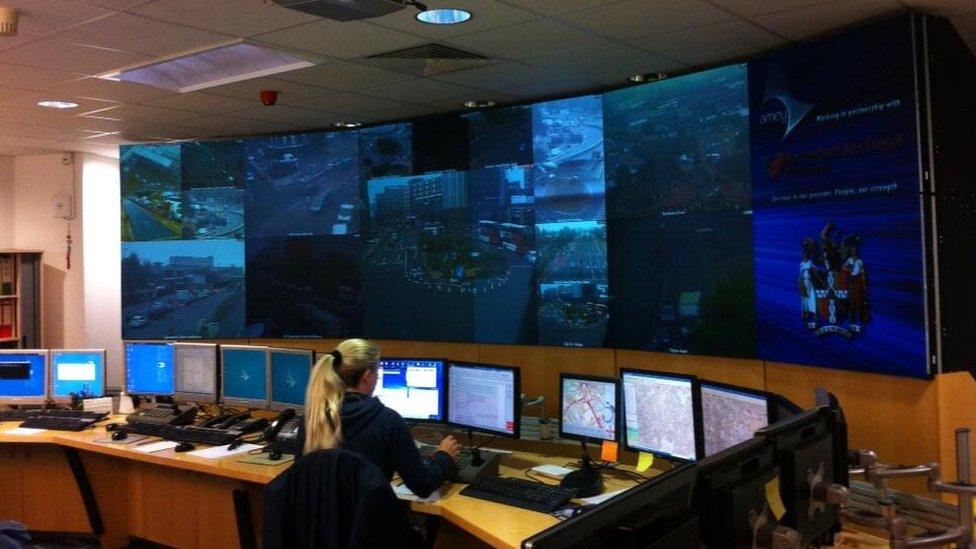 BBC WM reporters a Birmingham City Council's Urban Traffic Control Centre