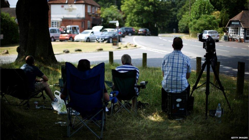 Members of the media in Catherine's home village of Bucklebury