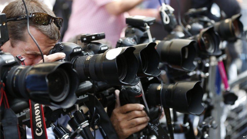 Photographers outside St Mary's Hospital