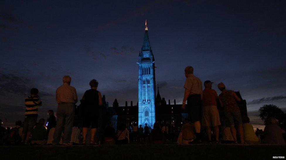 Blue tower in Canada