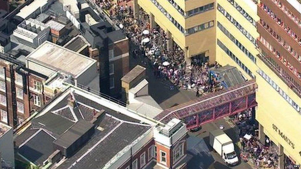 Scene outside St Mary's Hospital