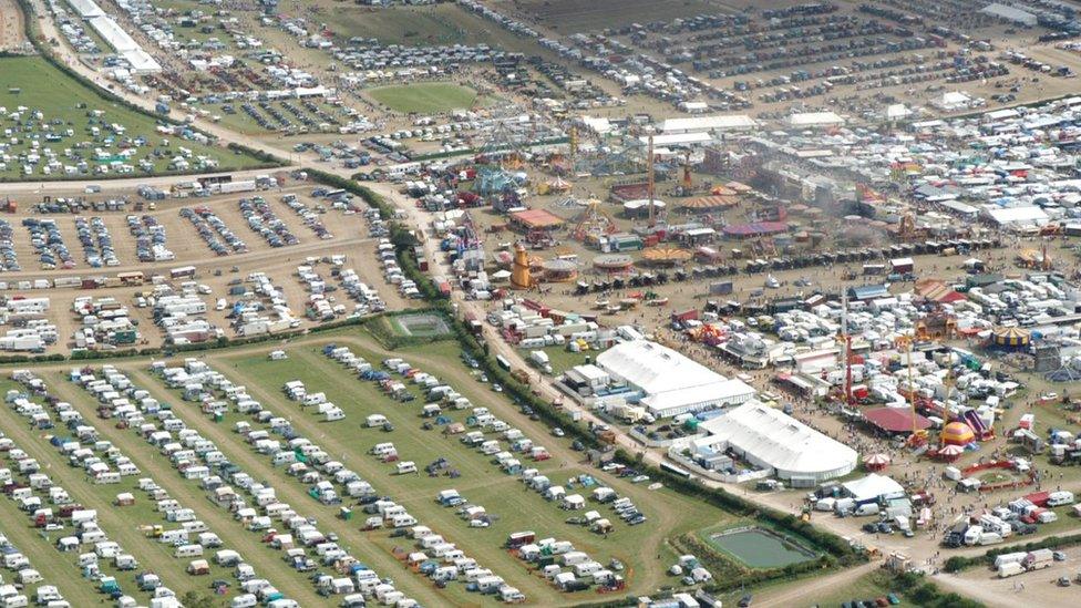 Aerial shot of Great Dorset Steam Fair