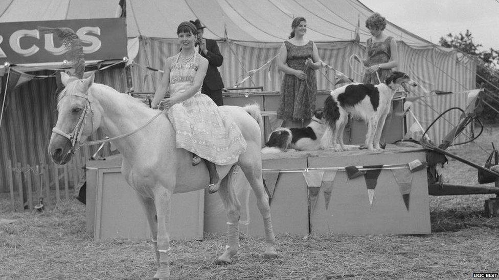 Lady on horse at the 1968 Great Dorset Steam Fair