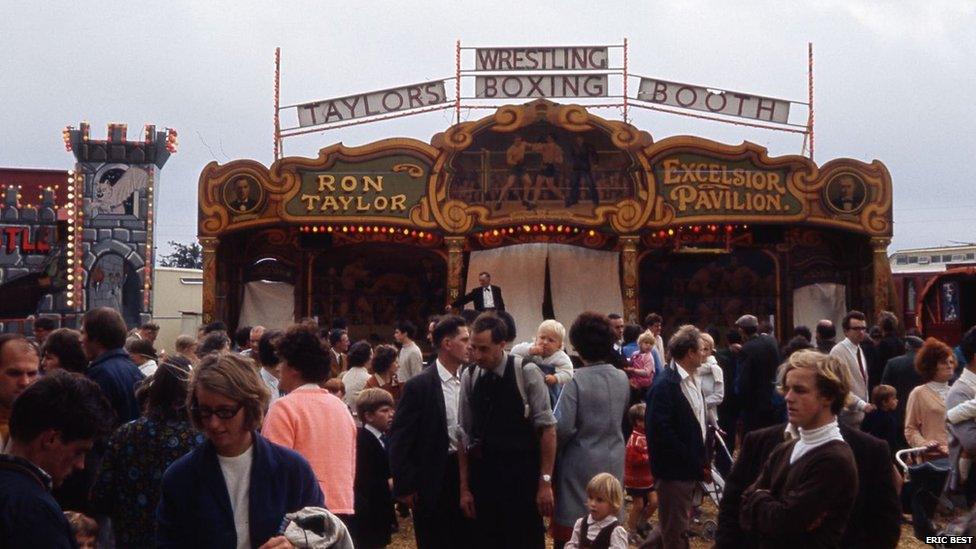 Boxing booth at the 1968 Great Dorset Steam Fair