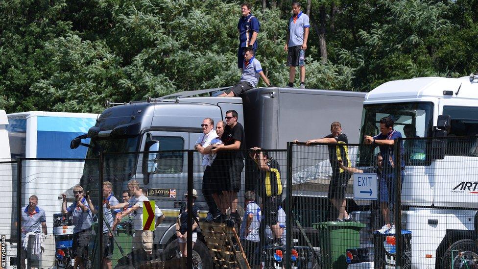 Fans watching the Grand Prix