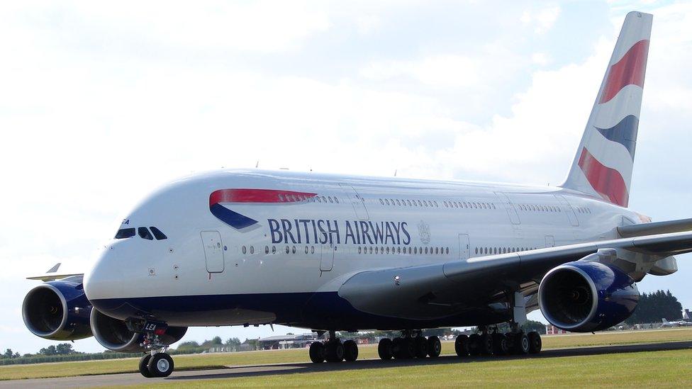 British Airways' first A380 superjumbo at Cardiff Airport