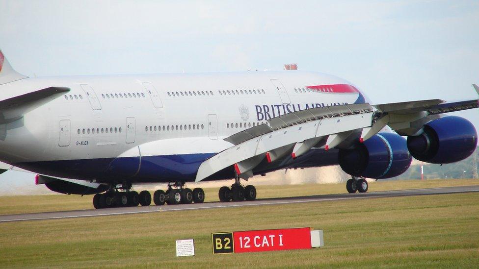 British Airways' first A380 superjumbo at Cardiff Airport