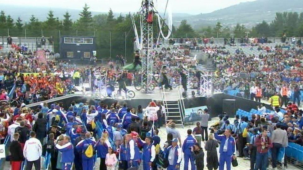 Acrobatic display at WPFG opening ceremony