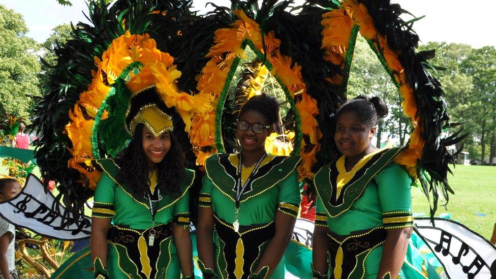 People taking part in the Caribbean carnival parade in Leicester
