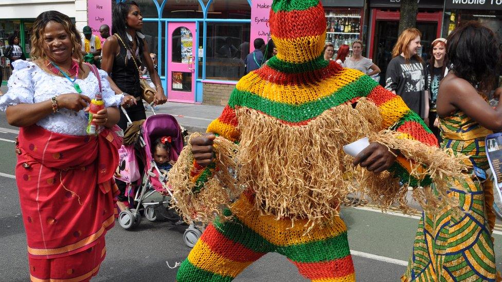 People taking part in the Caribbean carnival parade in Leicester