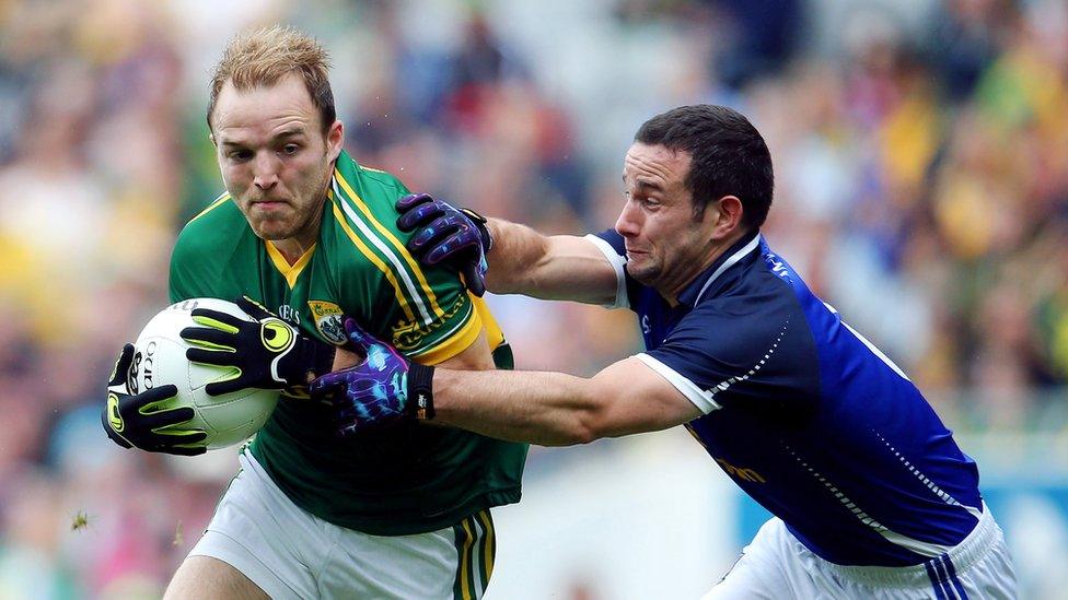 Darran O'Sullivan and Alan Clarke in action during the first-half of the Kerry-Cavan last eight clash