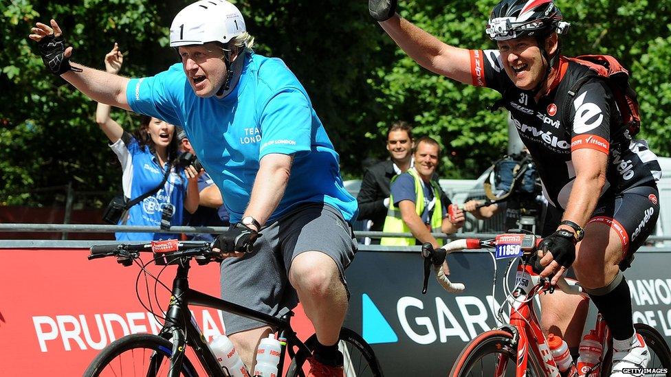 Boris Johnson in the bike ride