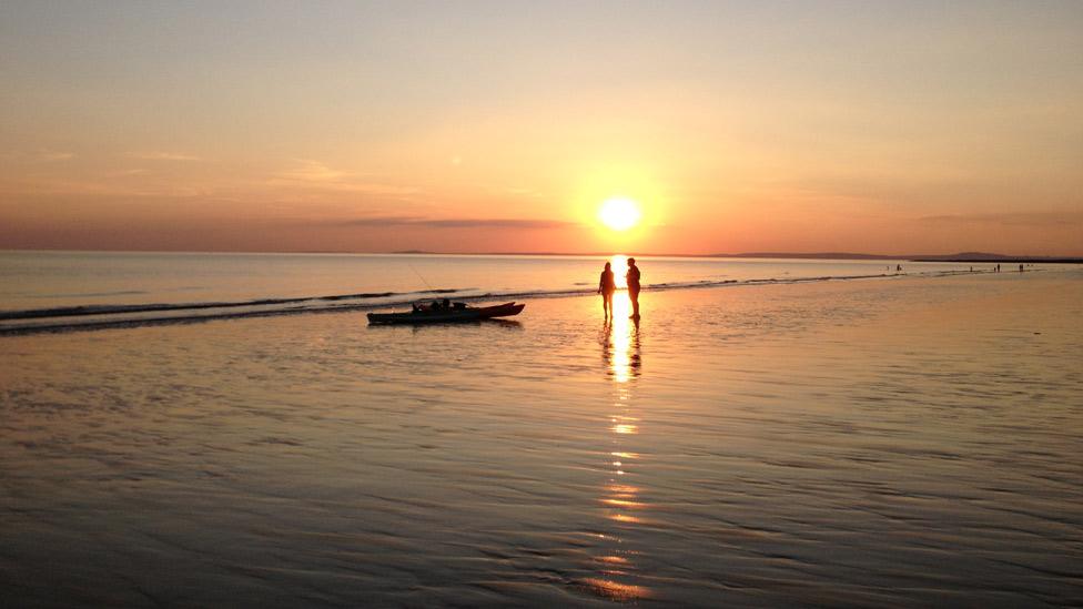 Kayaks in a sunset at Porthcawl