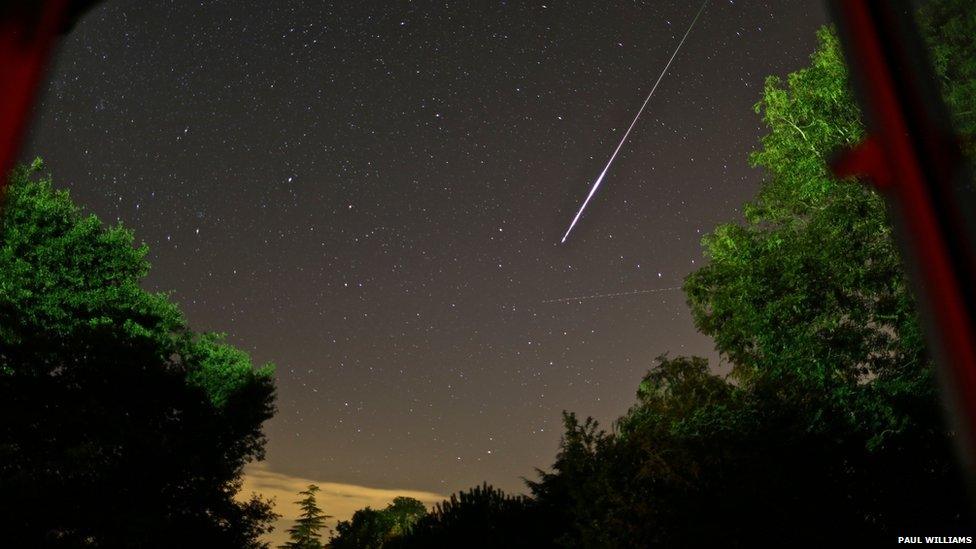 Paul Williams photo of meteor showers across Mannings Heath, West Sussex, England.