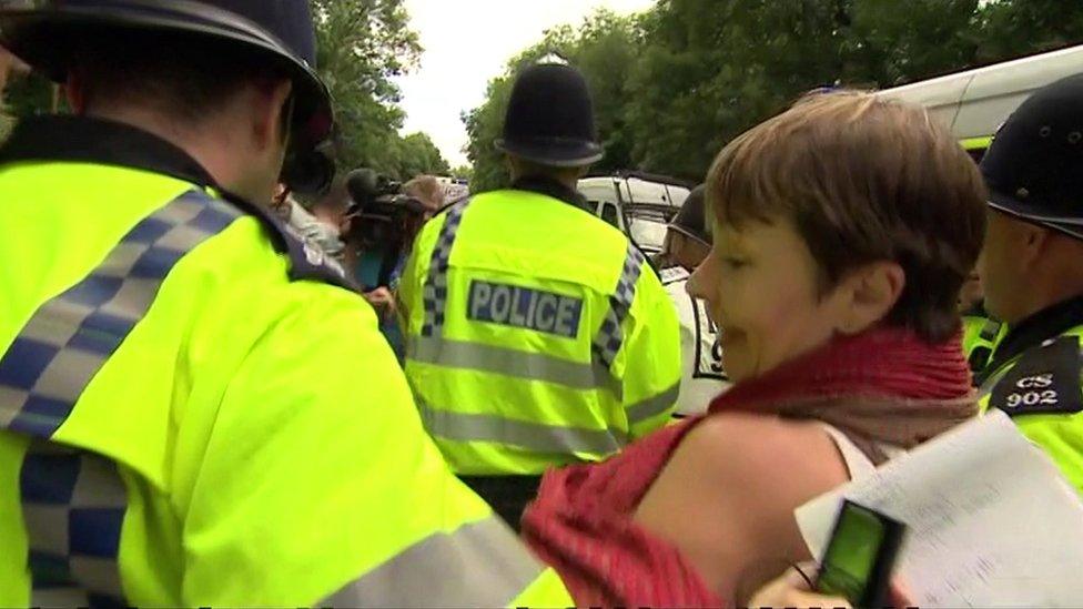 Caroline Lucas is arrested at Balcombe