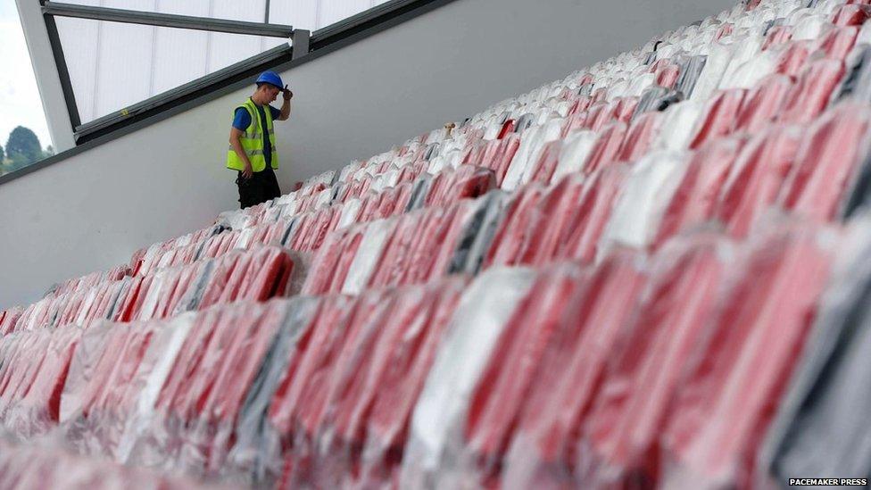 Two of the three new stands are almost complete, seeing the ground's capacity rise from 11,400 to 18,000.