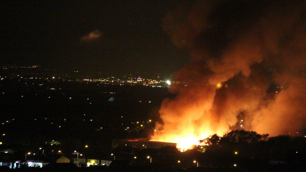 Fire at a recycling plant in Bredbury