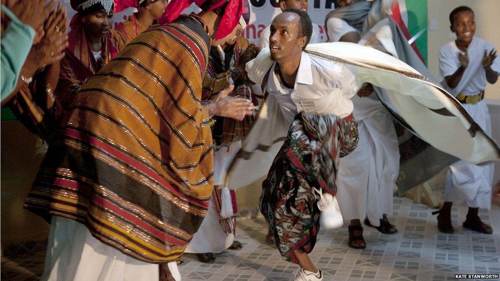 Dancers perform a traditional Somali dance at the book fair - Hargeisa, Somaliland