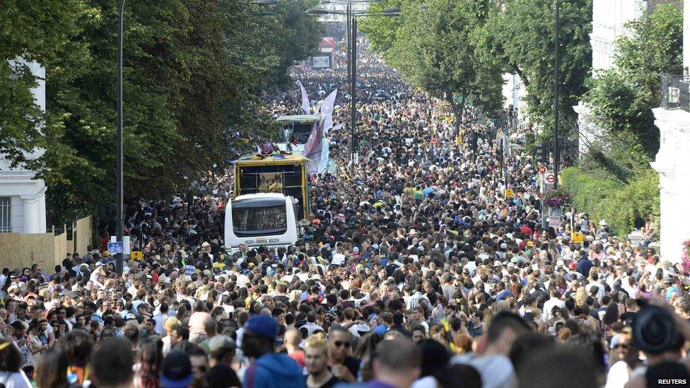 Packed street in London