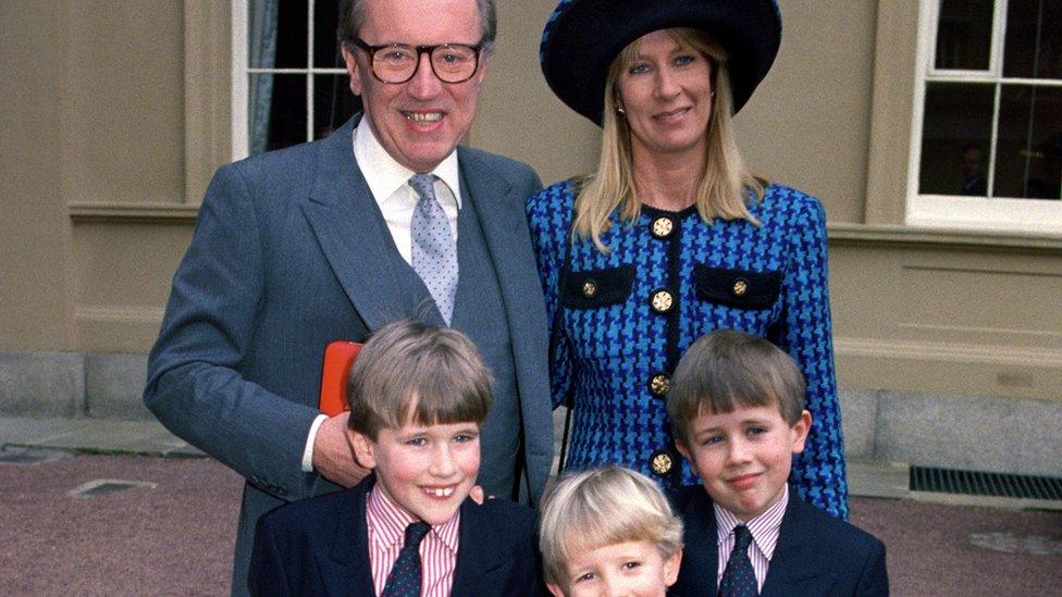 Sir David Frost with his family at Buckingham Palace