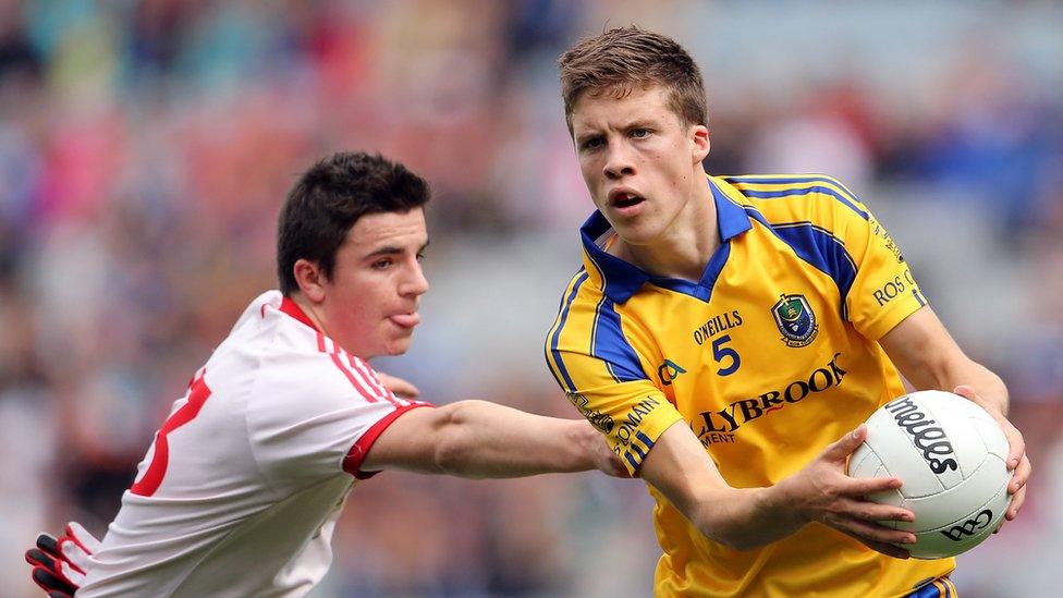 Tyrone's Lee Brennan in action against Roscommon's Ronan Daly at the GAA's Croke Park headquarters