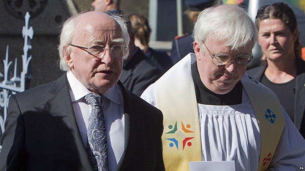 Irish President Michael D Higgins attends the mass at Sacred Heart Church in Donnybrook, Dublin.