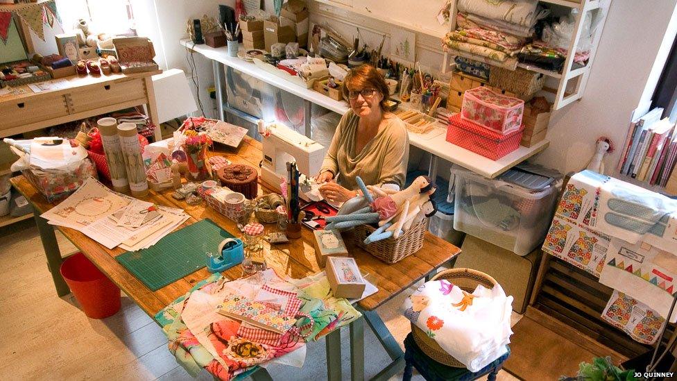 Sophie Tilley at work in her studio in Llanrhychwyn