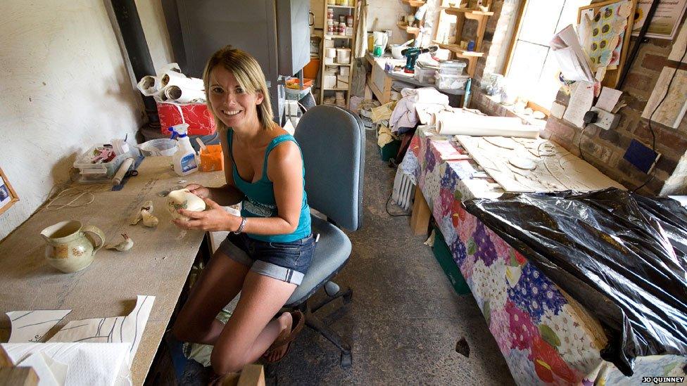 Victoria Crompton at her studio Dolywern, Llangollen. During Helfa Gelf her studio will relocate to Glyn Wylfa, Chirk