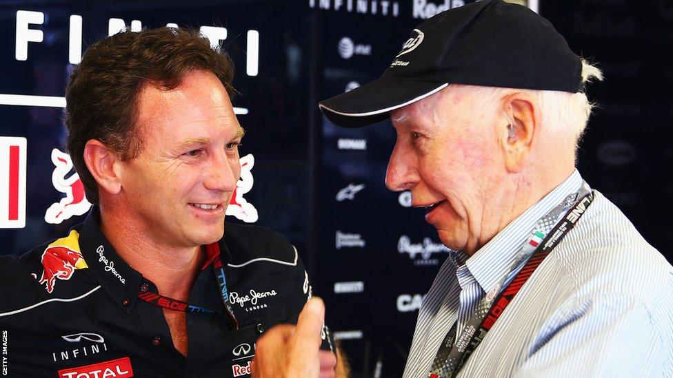 John Surtees with Red Bull Team Principal Christian Horner.