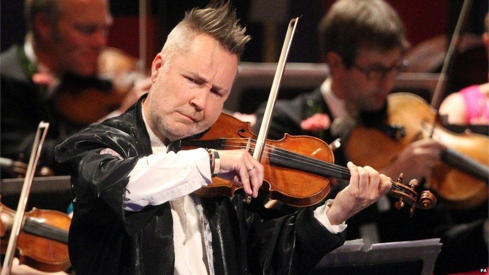 Violinist Nigel Kennedy during the Last Night of the Proms at the Royal Albert Hall, London