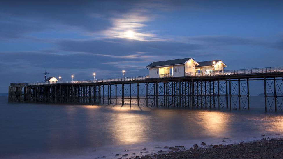 Penarth pier in moonlight