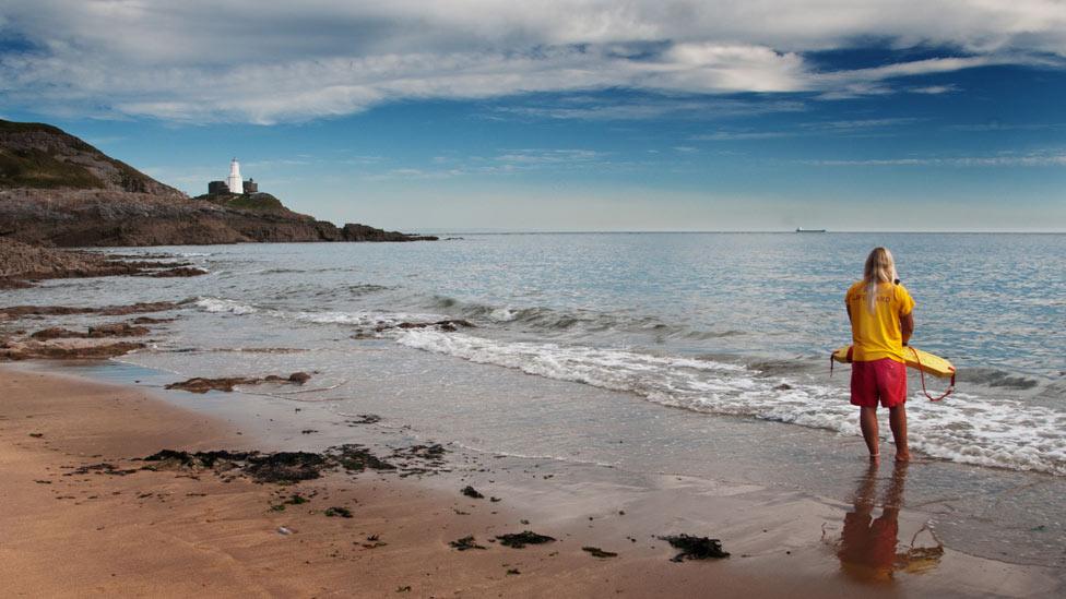 Lifeguard at Bracelet Bay, Gower