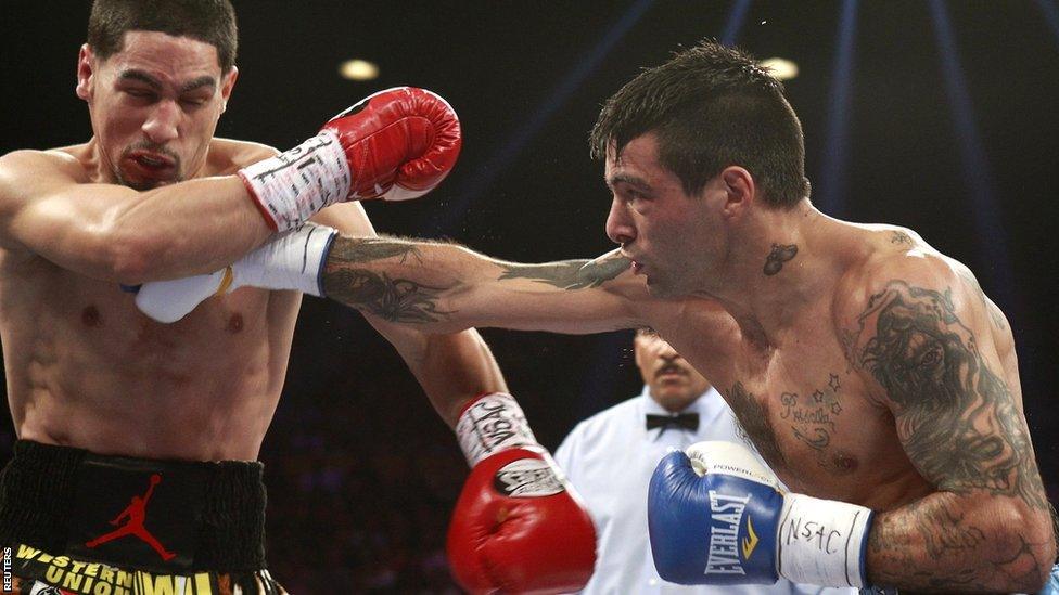 Lucas Matthysse lands a blow on Danny Garcia