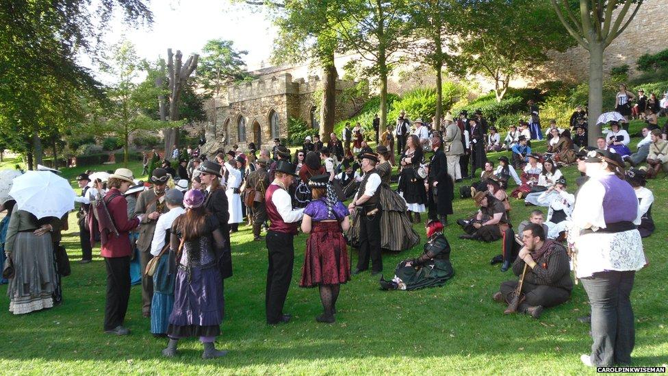 Festival goers at the Steampunk festival