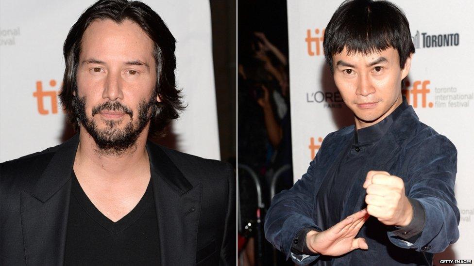 Keanu Reeves and Tiger Hu Chen at the Man Of Tai Chi Premiere