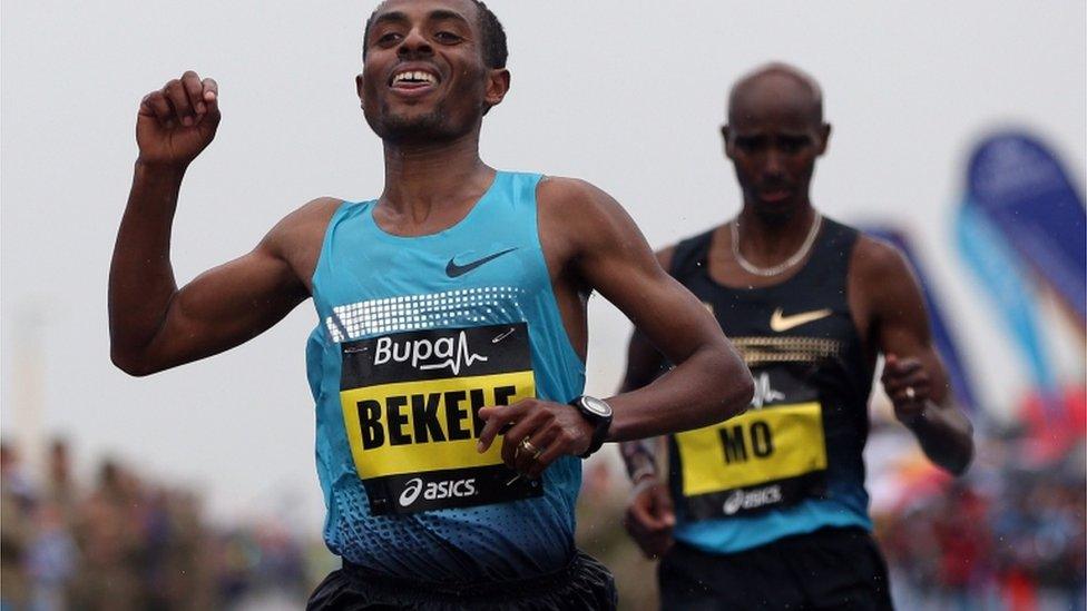 Ethiopian Kenenisa Bekele and Mo Farah in the Great North Run