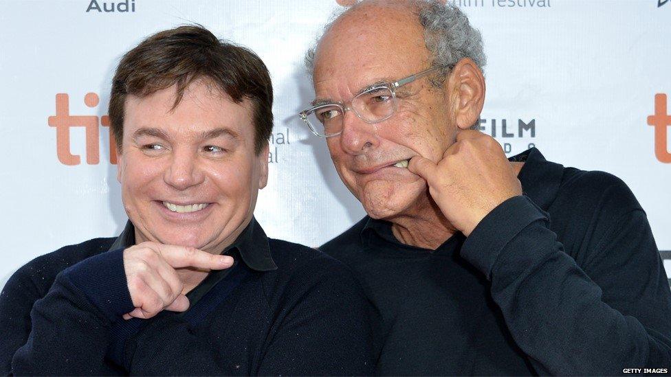 Mike Myers and Shep Gordon, promoting Supermensch: The Legend Of Shep Gordon