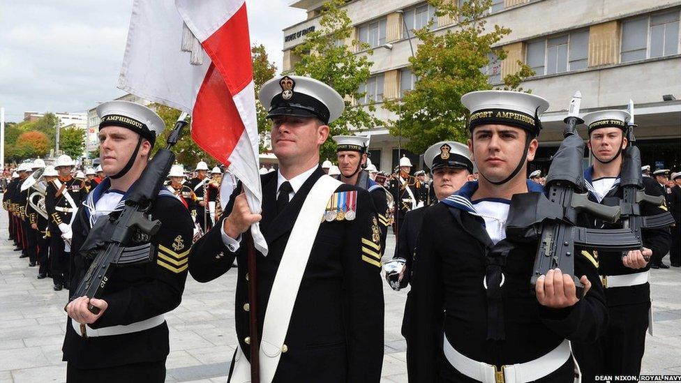 The parade guard of honour in Plymouth