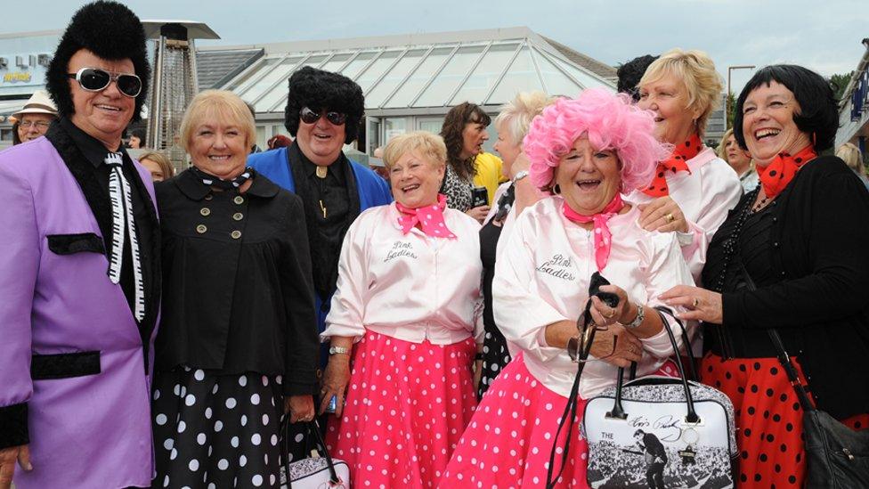 Visitors to the Porthcawl Elvis Festival in south Wales