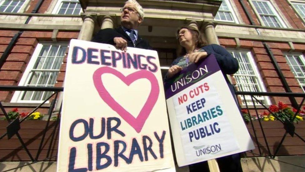 Campaigners outside County Hall