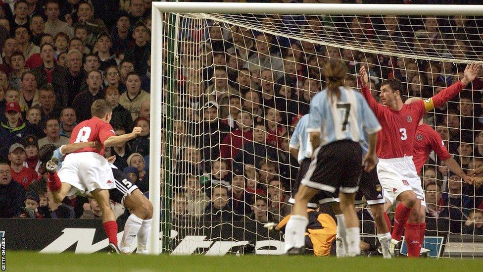 Results under Hughes improve and in an illustrious friendly at the Millennium Stadium in early 2002, Bellamy gives Wales the lead against Argentina, who hit back to draw 1-1