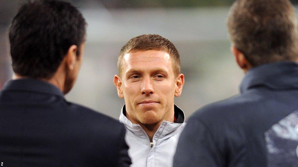 Bellamy lines up for Wales before the Nations Cup match against the Republic of Ireland in February 2011 - Gary Speed's first game in charge of the national side