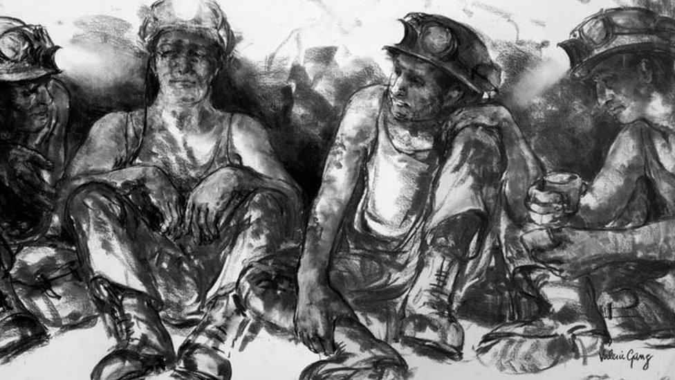 Miners Taking a Break gan Valeri Ganz