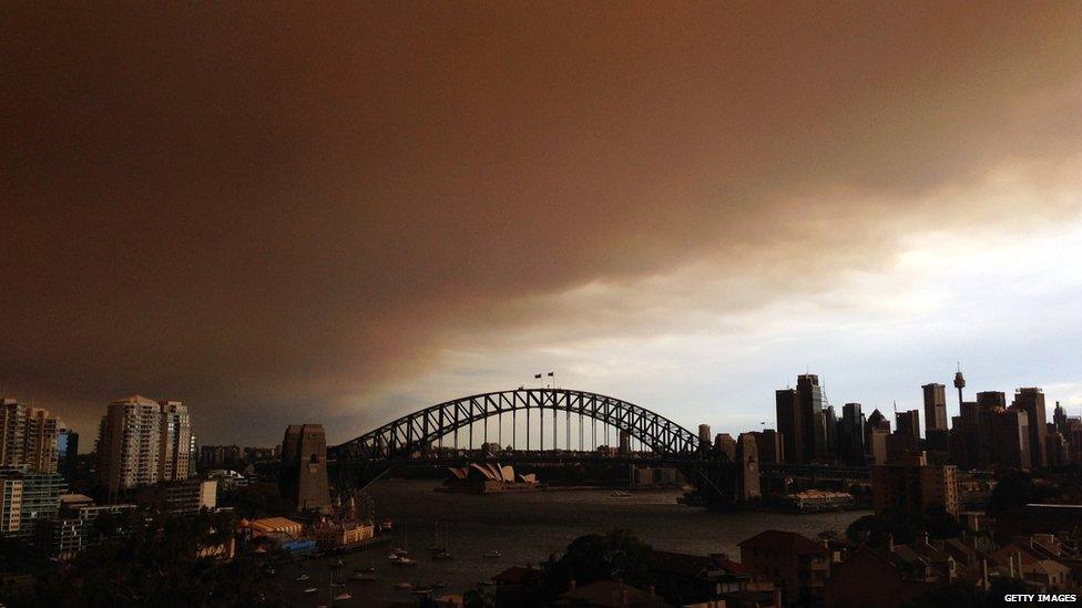 A general view of Sydney shrouded in smoke haze on 17 October 2013