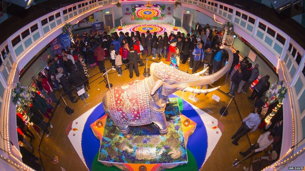 Elephant at Diwali celebrations