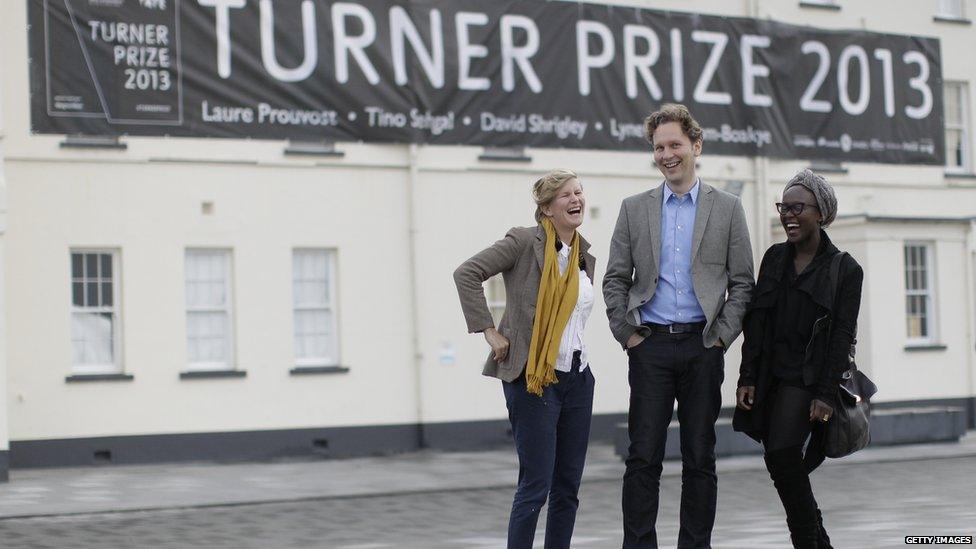 Laure Provost, left, David Shrigley, centre, and Lynette Yiadom-Boakye