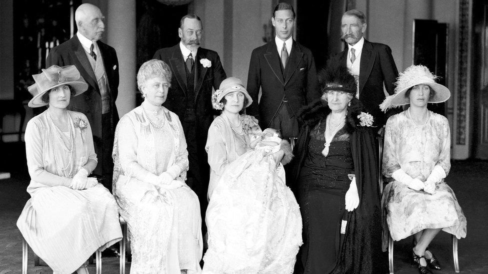 Queen Elizabeth II with her family for her christening