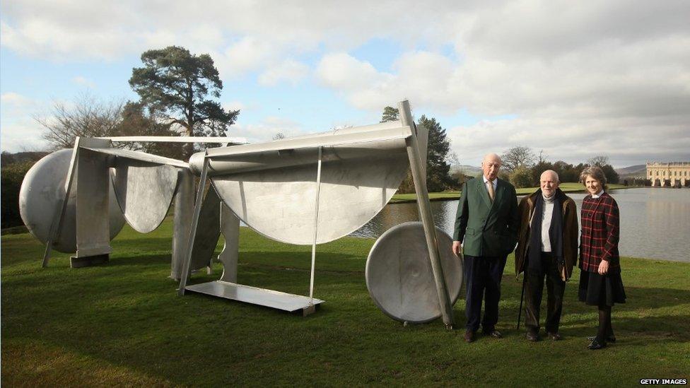 Sir Anthony Caro And The Duke And Duchess Of Devonshire Unveil The Caro At Chatsworth Exhibition