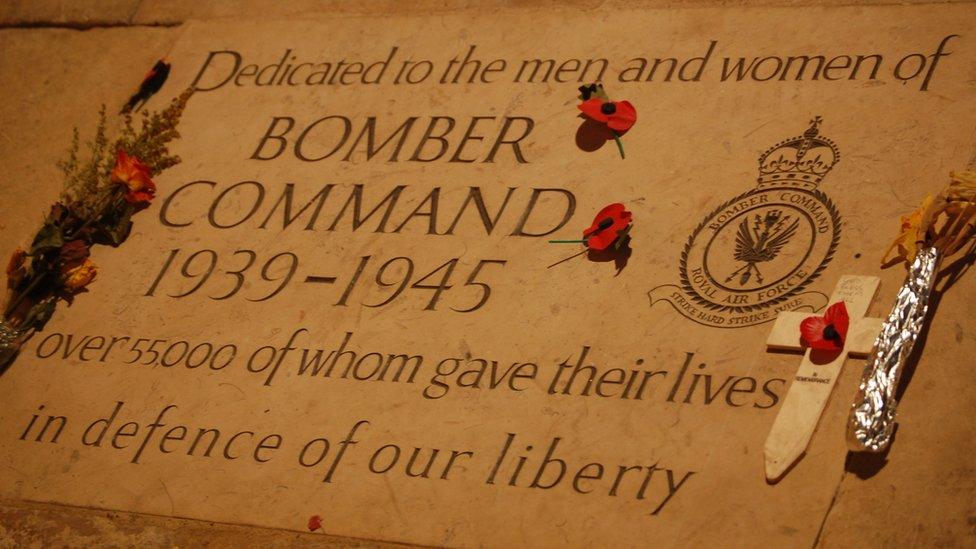 Bomber Command memorial stone at Lincoln Cathedral