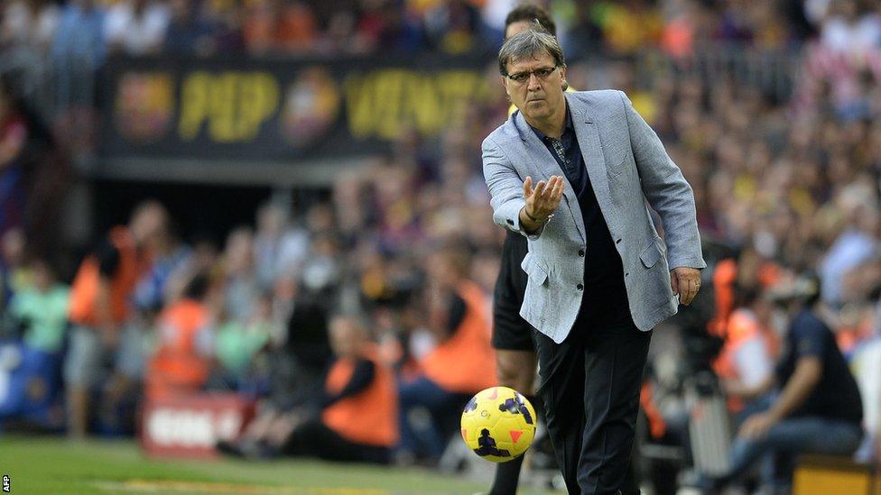 Barcelona head coach Gerardo Martino during the 2-1 El Clasico victory against Real Madrid